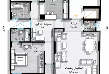 عقارات للبيع - 3 غرف - بالدور 7