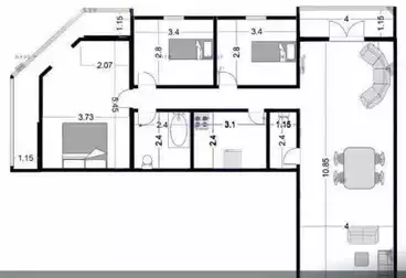 undefined undefined - 3 غرف - بالدور 1