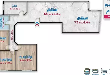 شقق للبيع - 3 غرف - بالدور 7