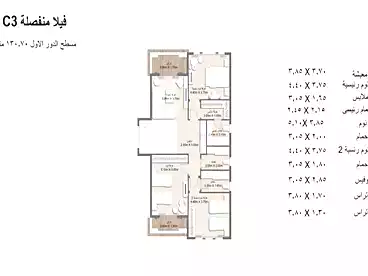 فيلا منفصلة للبيع - 3 غرف