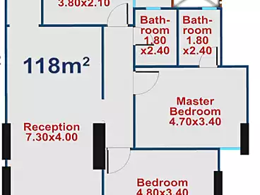 شقق للبيع - 3 غرف - بالدور 2