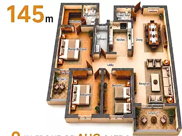 Apartments For sale in Azad Views Compound - Tameer, Compounds in New Cairo, 145 sqm