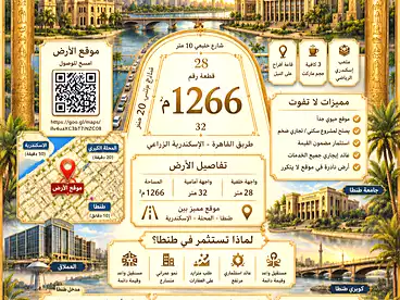 في طريق الكورنيش، مدينة طنطا، 1266 متر